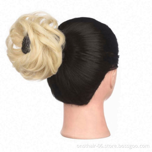 MYZYR Synthetic Curly Elastic Rubber Band Chignon Messy Bun Donut Hairpieces for Women and Kids Wrap On Ponytail Hair Extensions